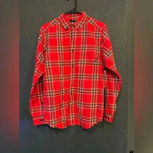 Columbia Men small Shirt Red Plaid Long Sleeve